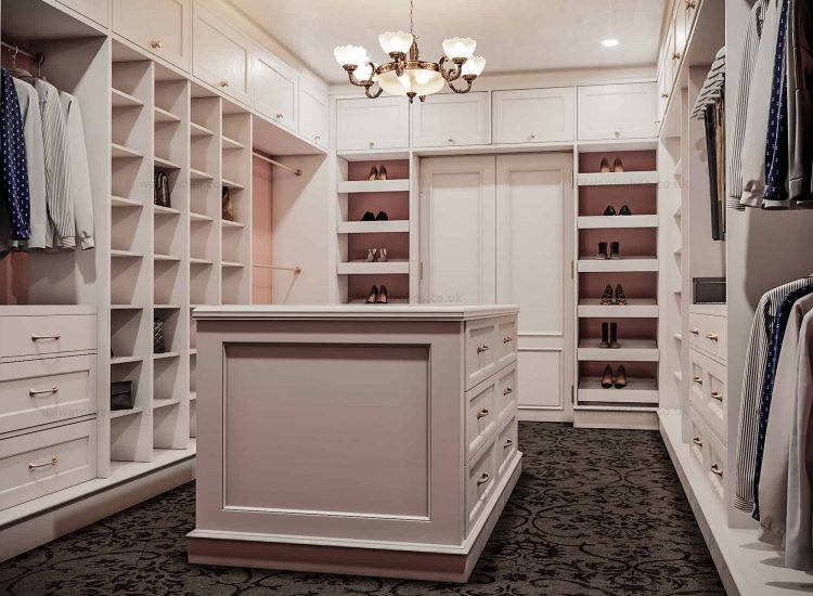 Traditional-white-painted-walk-in-wardrobe-in-London