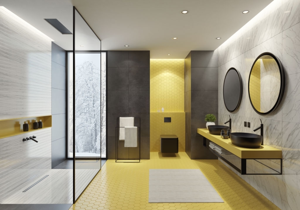 Bathroom wall tiles and shower design