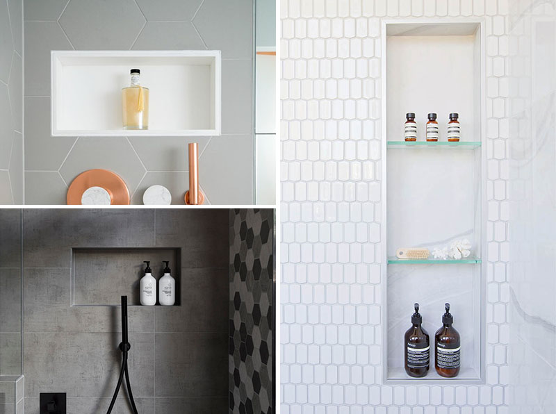 Shower niche design ideas in modern bathroom