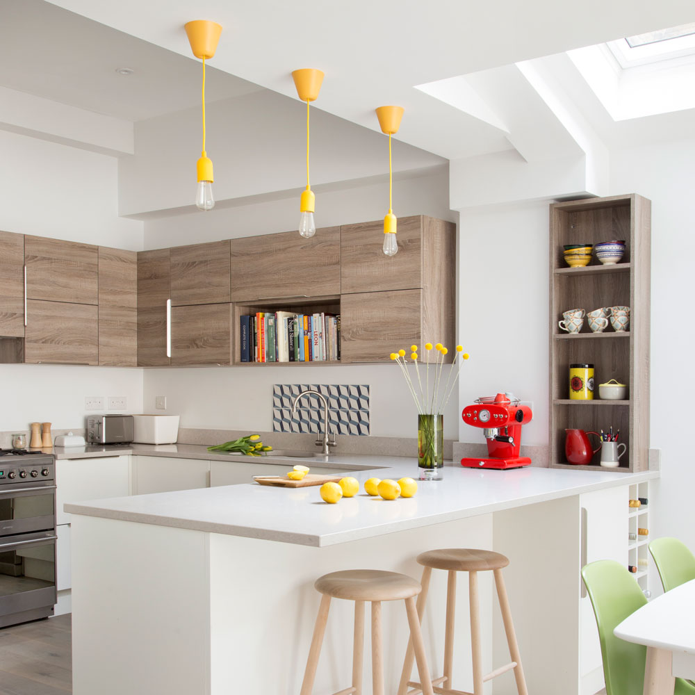Budget kitchen renovation with modern lighting